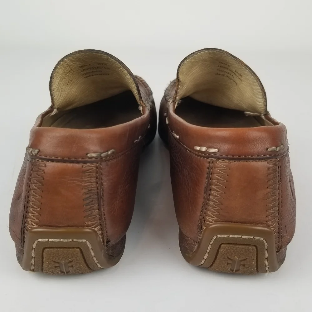 Frye Lewis‎ Venetian Driving Loafers Brown Leather Slip On Shoes Mens 8
